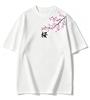 Summer Unisex Cherry Blossom Pattern Japanese Style Loosetee Shirt Suitable For Daily Wear Material Trendy Versatile