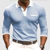 Stylish Long Sleeve Polo Shirt with Contrast Trim, Casual Daily Essential