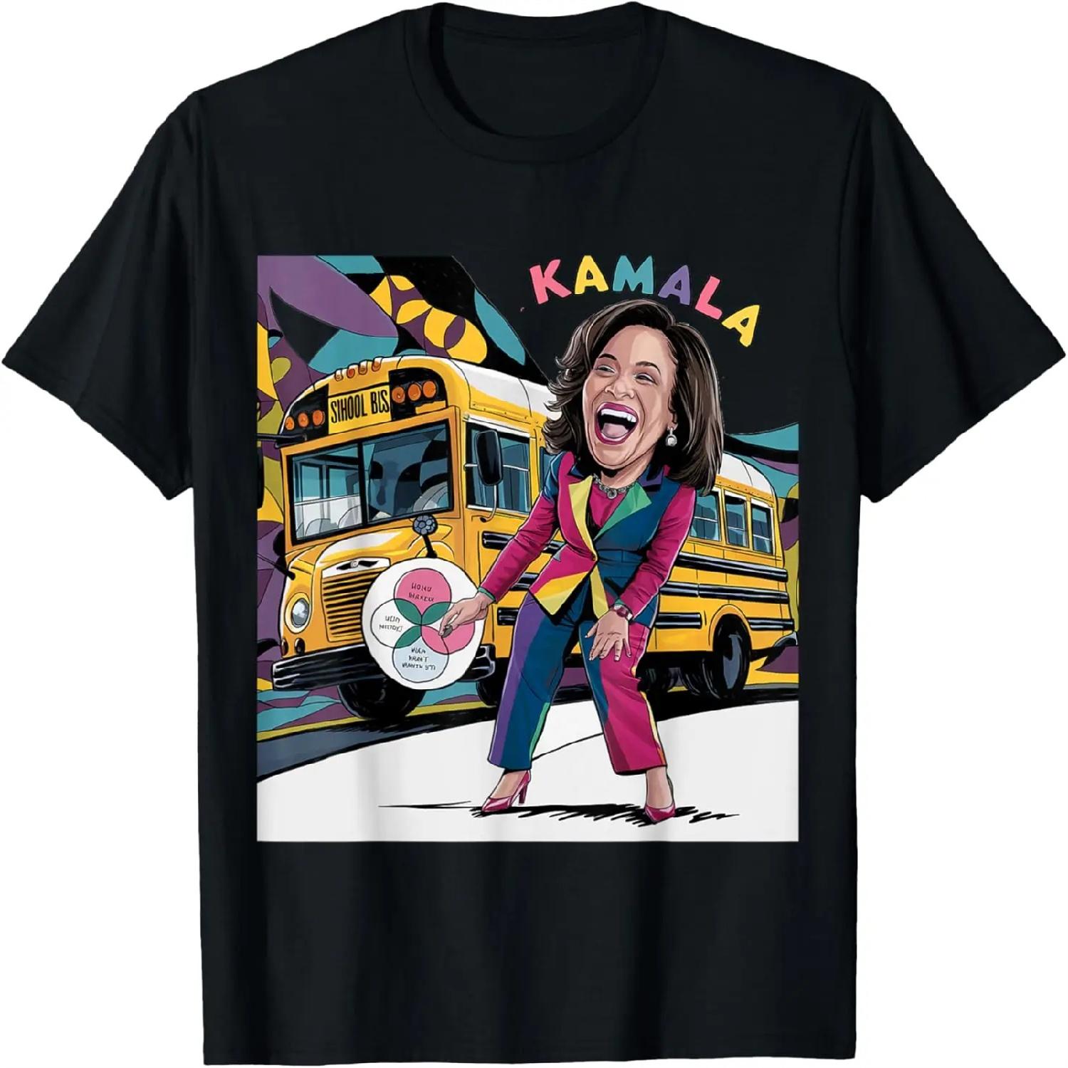 

Socialdudtees Funny Kamala Harris with School Bus and Venn T-Shirt XXXXXL різнокольоровий