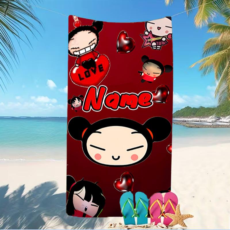 Customizable personalized beach towels Pucca themed designs.Suitable for the beach, yoga, sports;ideal as beach accessories