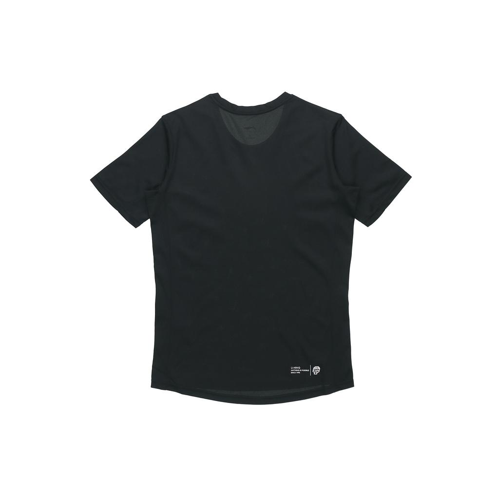 Li Ning Sporttraining Schnelltrocknend Atmungsaktiv Gestrickt Rundhalsausschnitt Gerades T-Shirt Herren Tops Schwarz ATSQ365-2