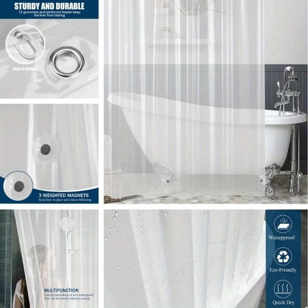 Shower Curtain Waterproof Plastic Clear Bath Curtains Bathroom Curtains Home Decoration with Hooks