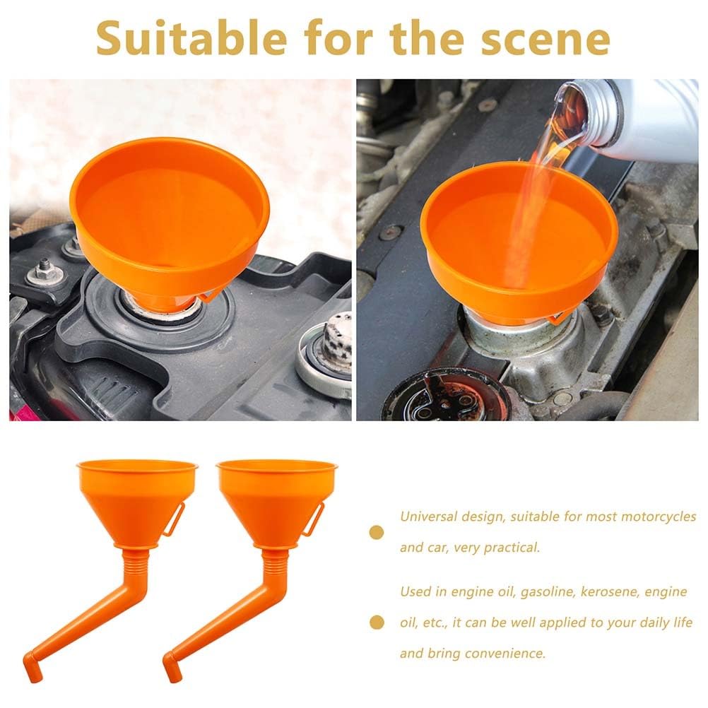 2pcs Filler Funnel Kerosene Car Vehicle Funnel 02562 Lubeo 6” Offset Automotive Net Water Tank Fluid s for Automotive Use Gas Strainer Oil Abs