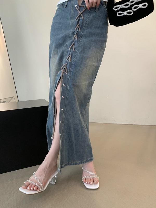 Square Head with Rhinestone High Heels Women's New Thick Heel Transparent Crystal Heel Sandals One Pedal