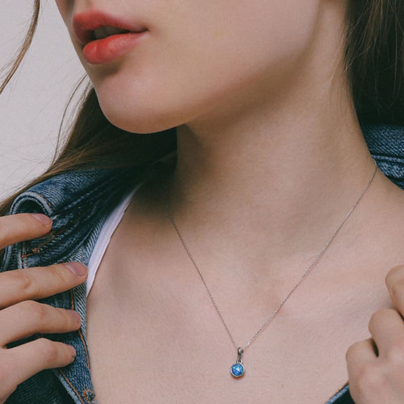 

J.Lauren Blue Opal Silver Necklace M04029 single type