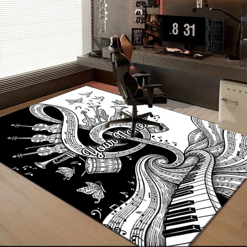 1PC Custom Name Music Art Harmony Theme Floor Mat Ideal for Living Room, Game Rooms, Office, Bedroom, Floor Mat Playful Design
