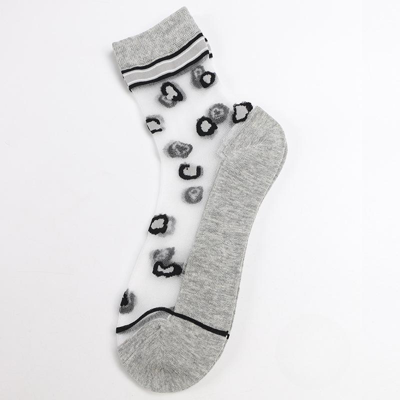 

Женские весенне-летние новые модные дышащие чулки из хрустального шелка со стеклянным эффектом с леопардовым принтом 1 pair серый