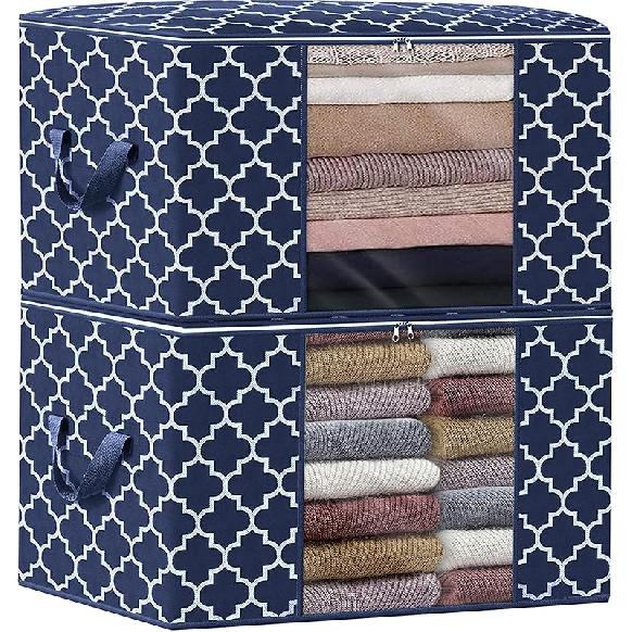 WISELIFE Storage Bags, Large Blanket Clothes Organization and Storage Containers for Bedding, Comforters, Foldable Organizer with Reinforced Handle,