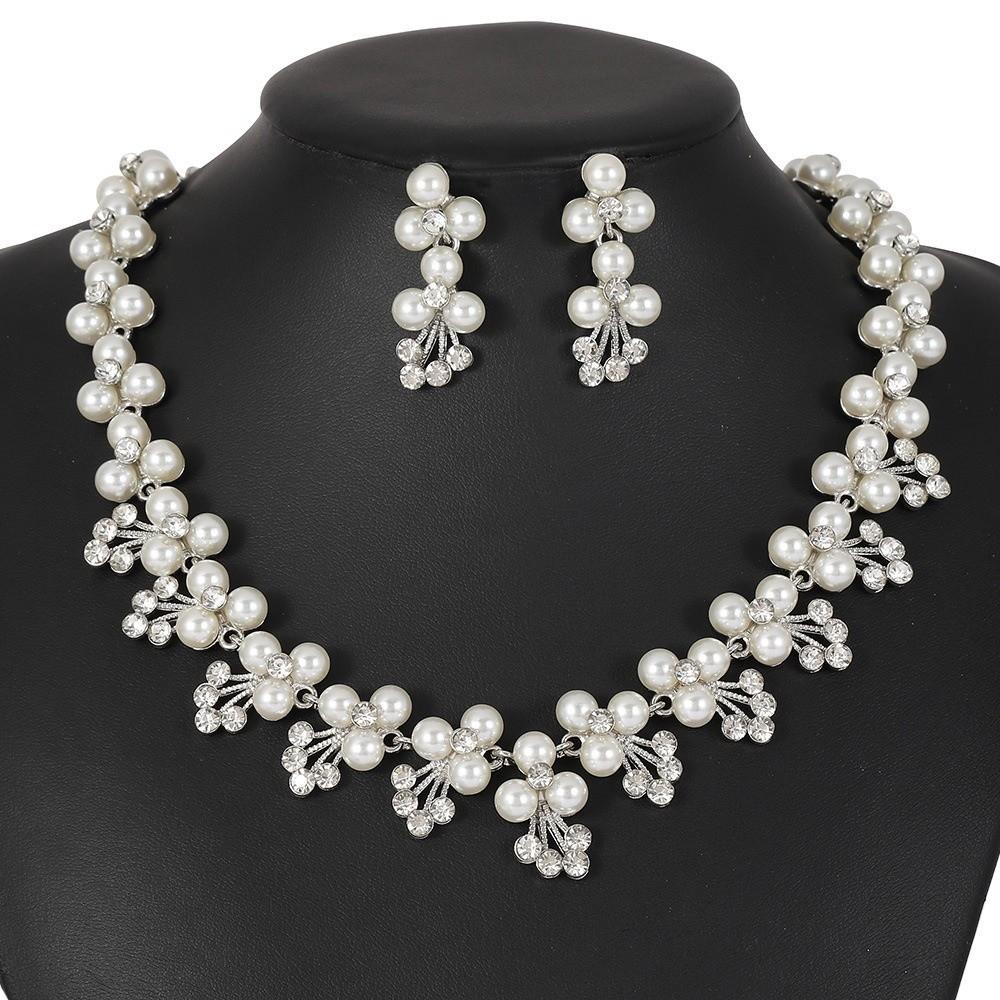 Simulated Pearl Women's Jewelry Set Baroque Statement Rhinestone Jewelry Set Outfit Accessory