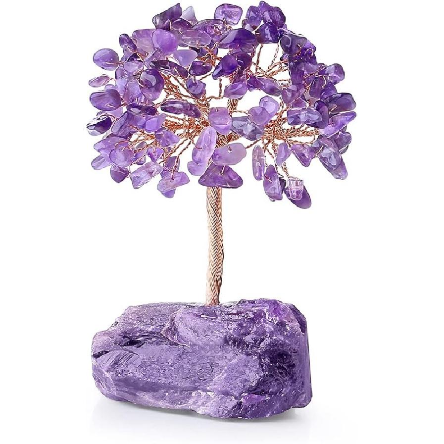 DUQGUHO Crystal Tree Amethyst Crystal with Natural Quartz Amethyst Stone Base Crystal Tree for Decor Reiki Luck Crystal Spiritual Gifts