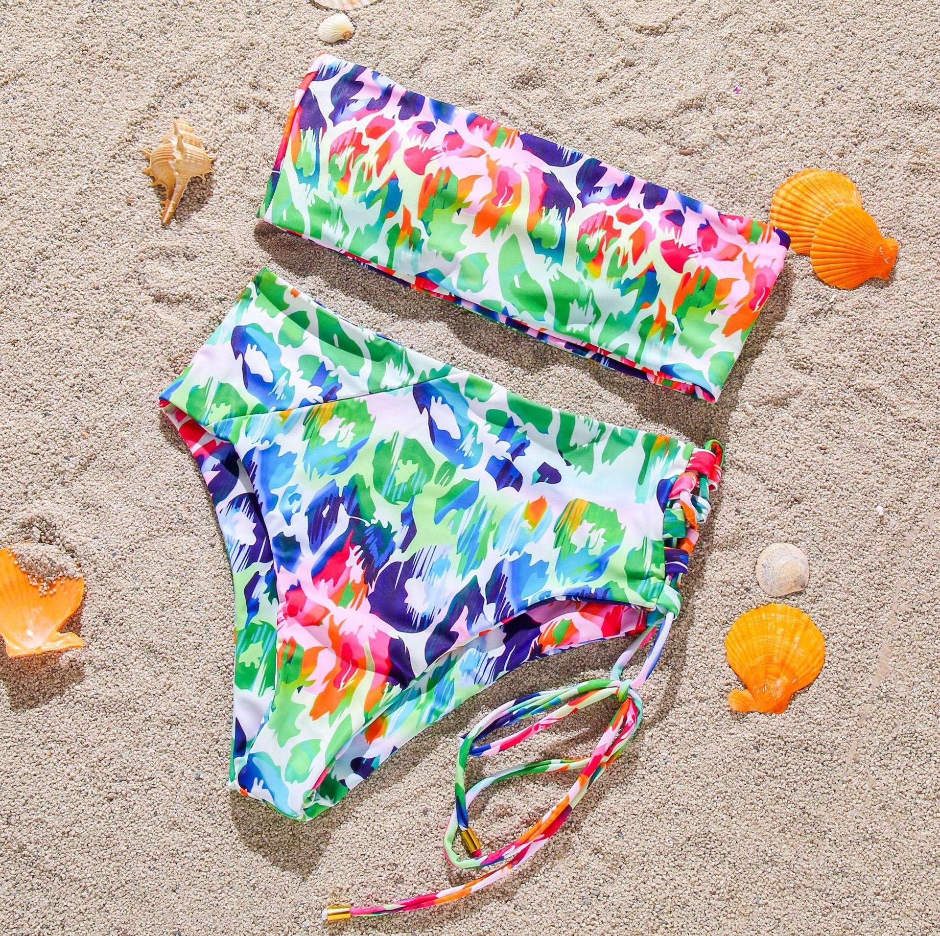 

Женские купальники, однотонный топ-топ с высокой талией, бикини с завязками по бокам, сексуальная бразильская пляжная одежда, купальные костюмы, 7 цветов M зелёный