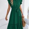 2026 Spring/Summer Women's Stand up Collar Ruffle Lace Waist Shirt Skirt S-XL