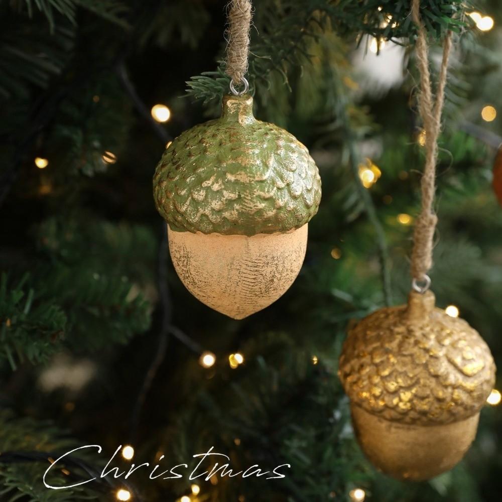 Hängende Ornamente für den Weihnachtsbaum aus Holz Eichel Haselnuss Bunte Weihnachtsbaumdekorationen Weihnachtsanänger Weihnachten Navidad Geschenk