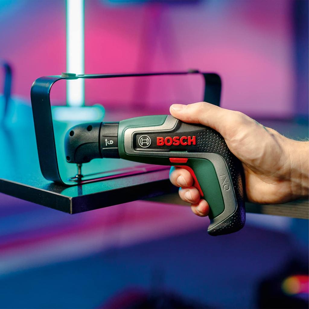 BOSCH Cordless Screwdriver (Tool only, 10-piece bit set, magnetic bit holder, micro USB cable (Type-B), carrying case) IXO7