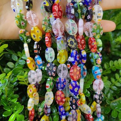 Handmade Oval Glass Flower Beads for Jewelry Making: Bracelets, Necklaces, Earrings
