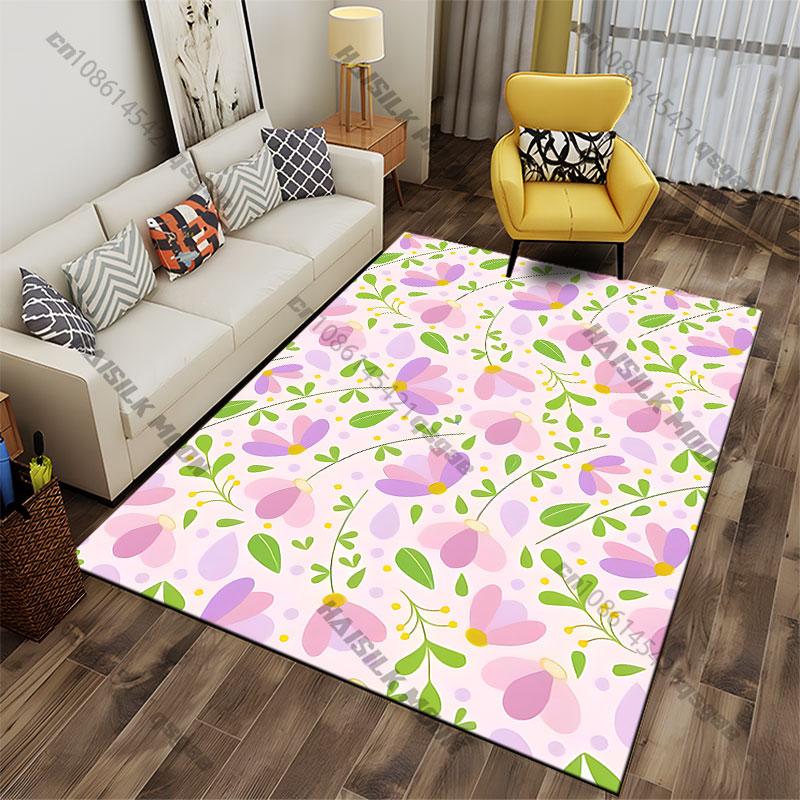 Colorful Floral Pattern Design Carpet Yoga Living Room Room Decor Children's Crawling Mat Doormat Area Rug Games Mat