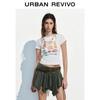 UR Women's Cropped Slim Fit Printed Short Sleeve T-Shirt