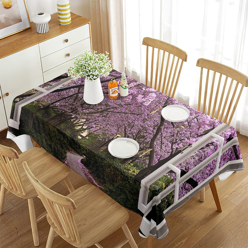 Scenery Outside The Window Tablecloth Beautiful Landscape Rectangular Table Cover for Coffee Table Dining Room Kitchen Decor