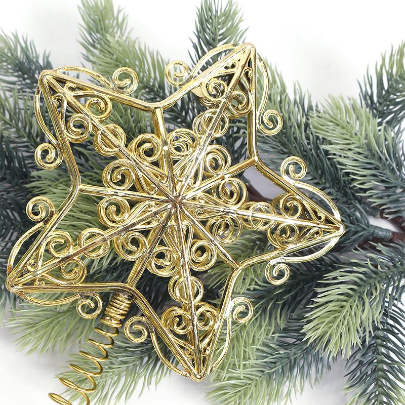 Gold Glitter Christmas Tree Top Iron Star Christmas Decorations For Home Xmas Tree Ornaments Navidad New Year 2024 Natal Noel