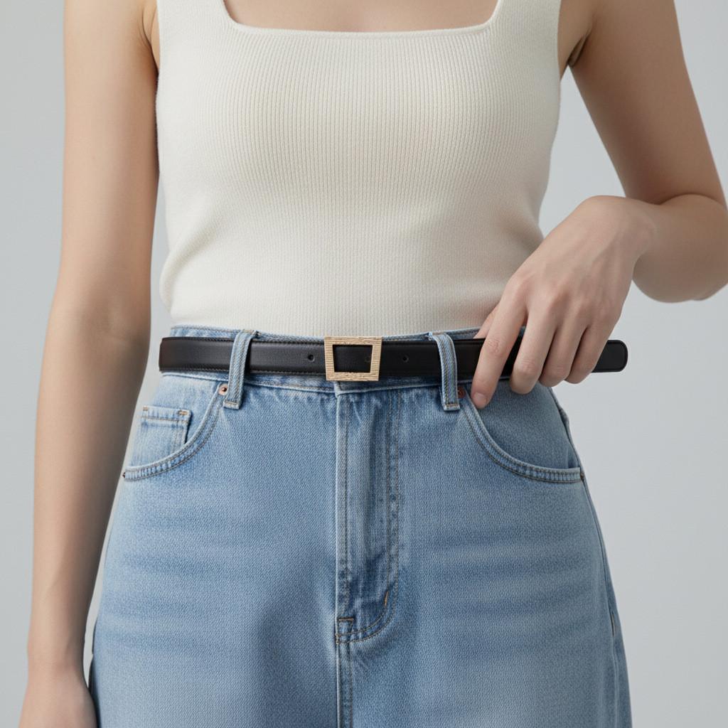 Leather Belt For Women With Alloy Buckle And Classic Design For Casual And Office Wear