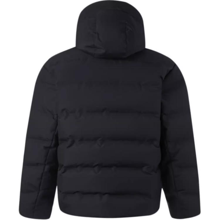Li Ning Wade Series Water-Resistant Letter Print Hooded Versatile Cold-Resistant Casual Zipper Short Winter Down Jacket Men Jacket Black AYMU003-1