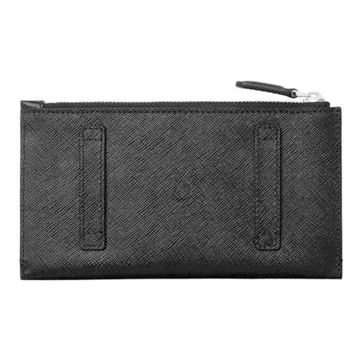 Montblanc Zipper Closure Leather Mini Clutch Men Clutch Black 128574