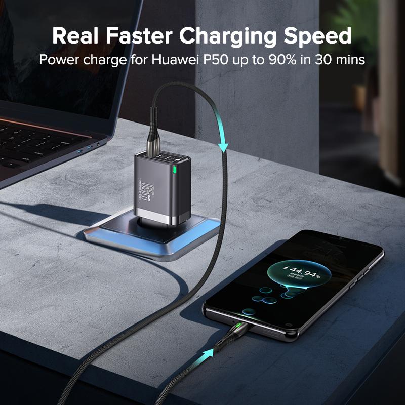 QOOVI 65W GaN Charger USB Type C Fast Charging Quick Charge 4.0 Adapter USB-C PD Charger For Samsung Xiaomi Macbook iPhone ipad