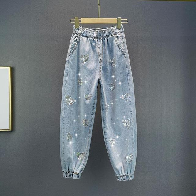 

Весенне-осенний модный тренд, повседневные джинсы Harlan с эластичной резинкой на талии и карманами с бриллиантами для похудения на свободном ремешке L