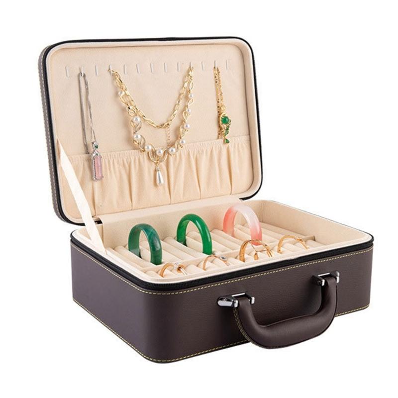 Travel Jewelry Case With Anti Scratch Interior And PU Exterior For Accessories Storage Box For Necklaces Earrings Rings