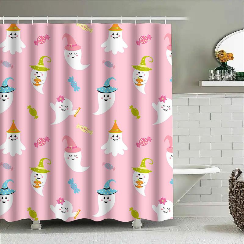 

1Pccute Ghost Halloween Shower Curtain For Bathroom Funny Spooky Shower Curtain For Kids Girls Boys Lovely Ghost Print Shower W60H190(CM)-1 Pcs