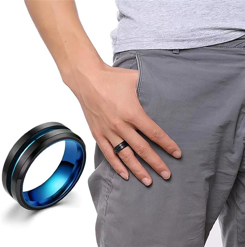 Blue Color Anti Stress Anxiety Fidget Spinner Rings Dragon Pattern Men Ring Matte Roman Numerals Trendy Groove Gifts