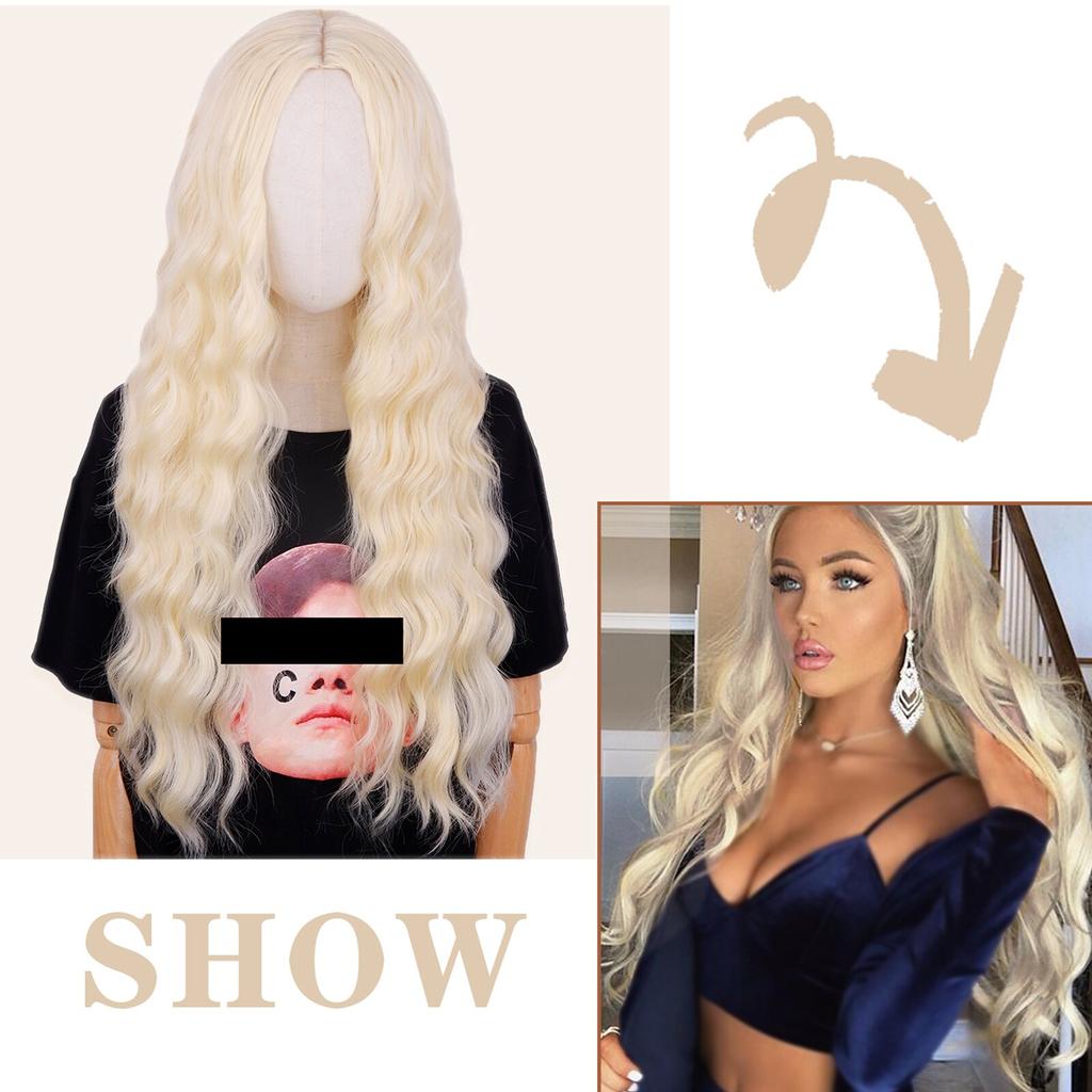 MISSQUEEN Syntetická paruka s dlouhou vodní vlnou Středně oranžová paruka z tepelně odolných vláken vhodná pro ženy na každodenní nošení