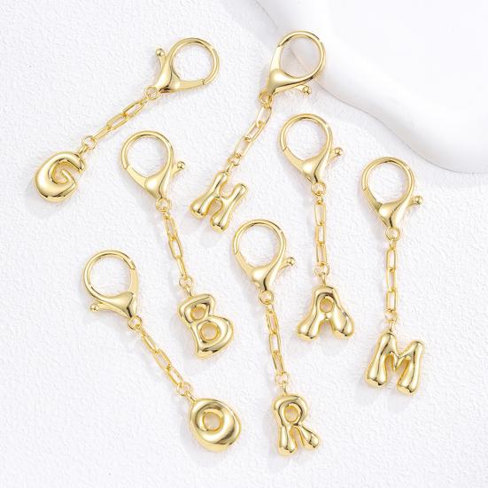 Letter Keychain Mini 3D Alphabet Charm Matte Glossy Golden Plating Key Chain with Lobster Clasp Bags Keys Bracelets Accessories