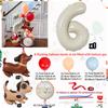 Milk white digital column balloon set with cute dog aluminum foil balloons for anniversary, birthday party decoration (0-9)