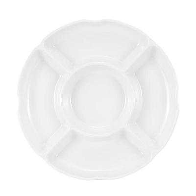 White Melamine 9-Inch 5-Compartment Serving Plate