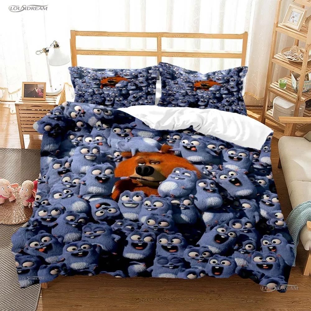 Grizzly & The Lemmings Cartoon Anime Duvet Cover Comforter Bedding Set Soft Quilt Cover and Pillowcases SingleDoubleQueenKing