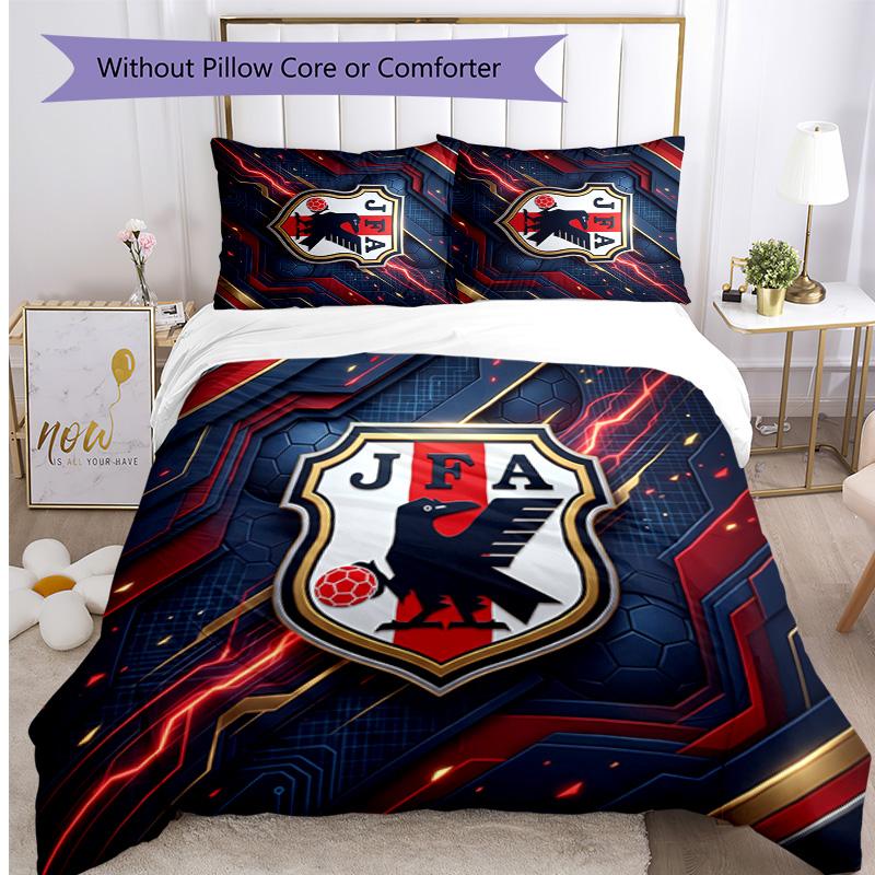 Japan Football Printed Bedding 3 Piece Set Cozy Breathable Bed Cover Set as Housewarming Holiday Gift
