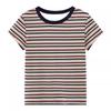2026 Summer New Style Contrast Color Striped Short Sleeve T-Shirt for Women, Slim Fit and Versatile Top