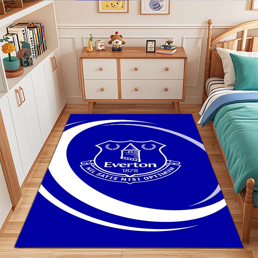 Everton Club Logo on Blue Background Patterned carpet, suitable as a non slip play mat for the living room and bedroom sofa