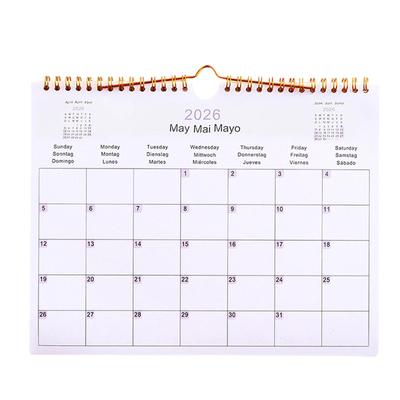 2026 Wall Calendar Multilingual 12-Month Coil Planner - Modern Decorative Calendar for Home, Classroom, Office & Living Room