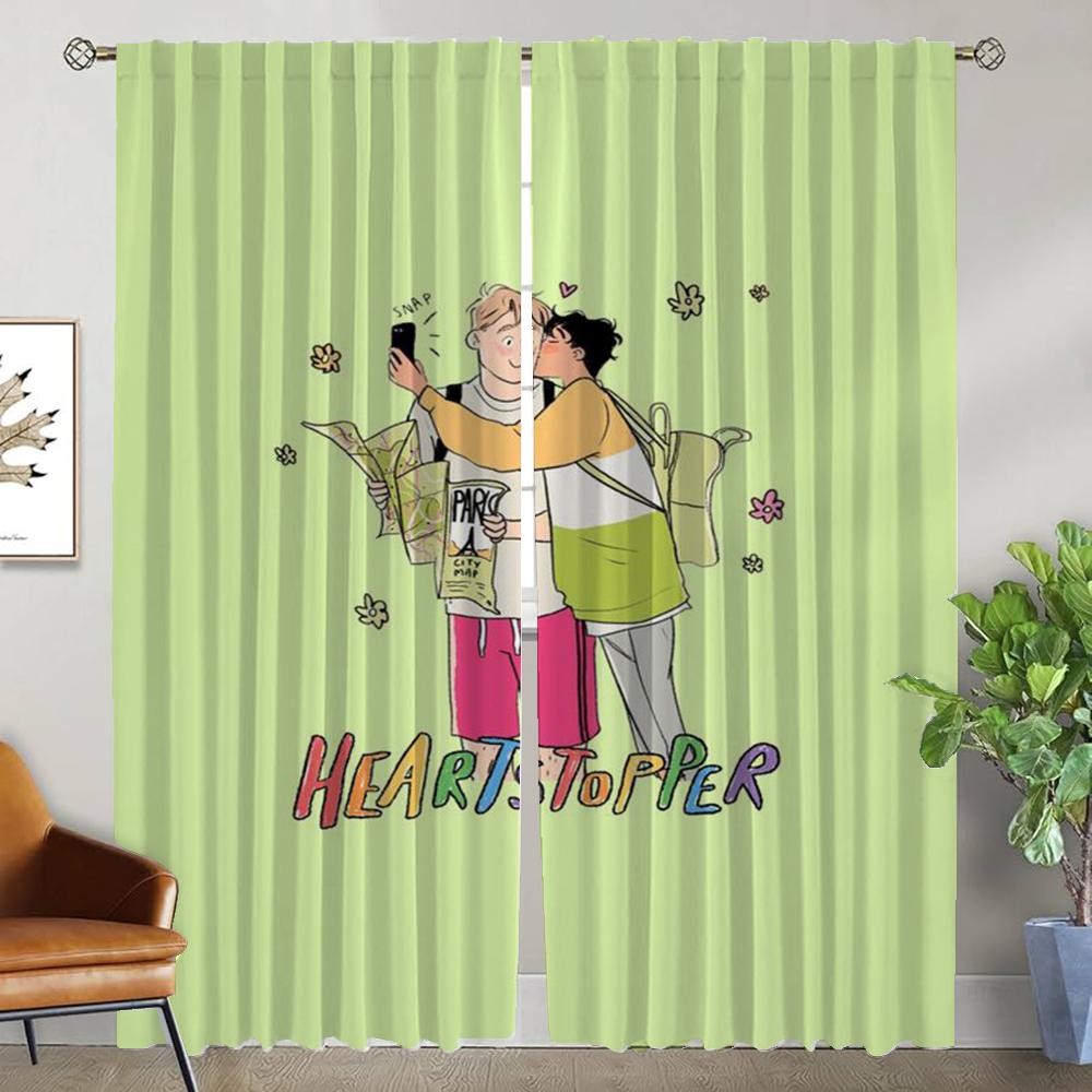 Eleganta rumsgardiner 2 delar Heartstopper fönstergardin för rum 2 paneler tyll för sovrum heminredning gardiner avskärmning