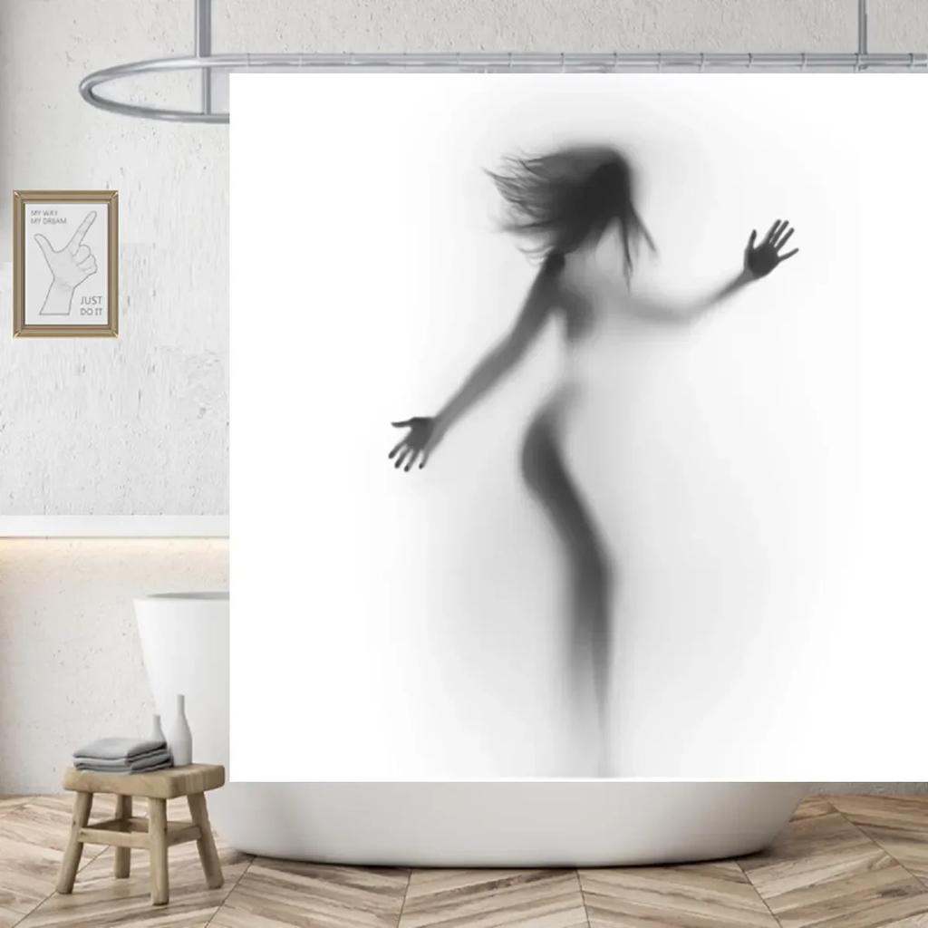 Get Naked Sexy Woman White Shower Curtain Waterproof High Quality Polyester Fabric Beach Washable Original Cortinas Home Decor
