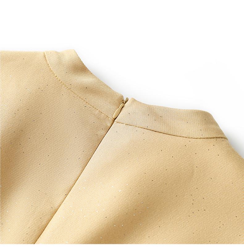 Set elegant jachetă cu gât rotund și rochie cu model floral în relief