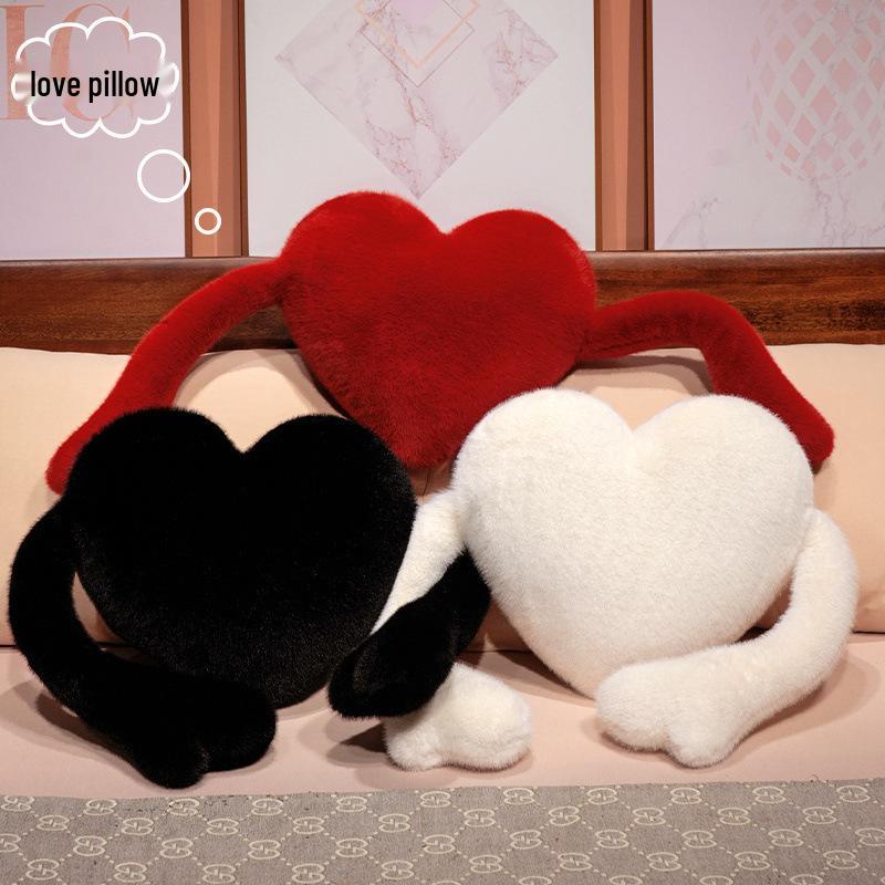 Valentine's Heart-Shaped Velvet Throw Pillow Backrest - Cozy Gift for Girls