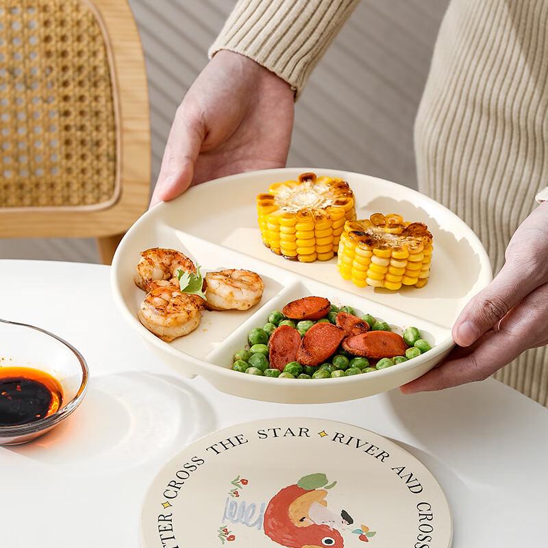 Japanese Style Portion Control Divided Dinner Plate Round Divided Plate