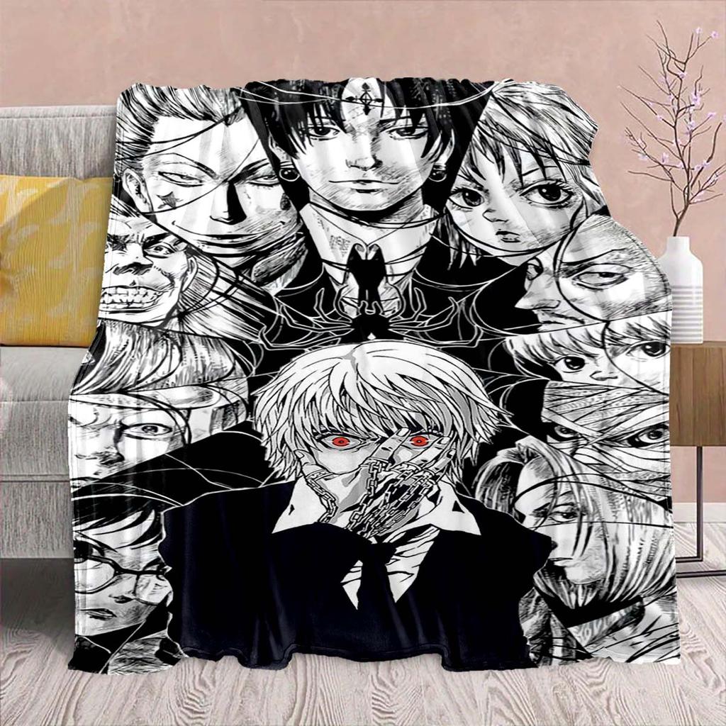 Hunter x Hunter Anime Flannel Blanket – Soft & Warm – Perfect for Sofa, Bedding, Camping, Travel, Office, & Home Decor – QJY