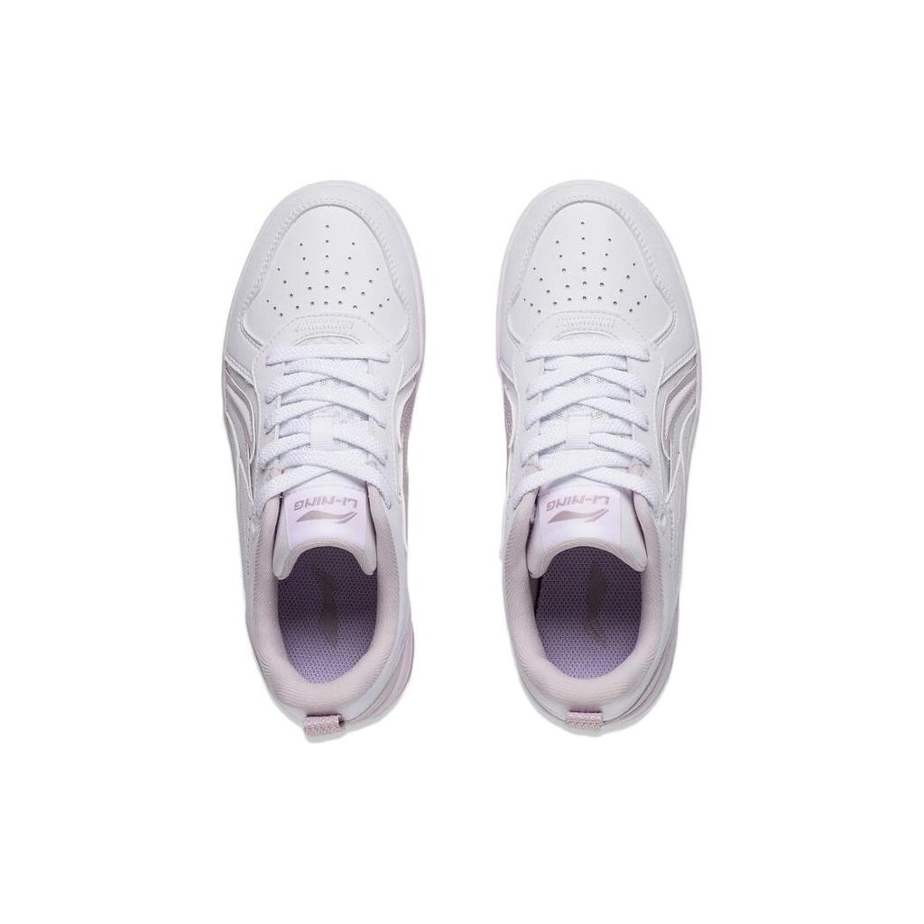 Li Ning Shiyi Slip Resistant Lightweight Abrasion Resistant Low Top Skateboard Shoes Women's White Purple AGCT342-1