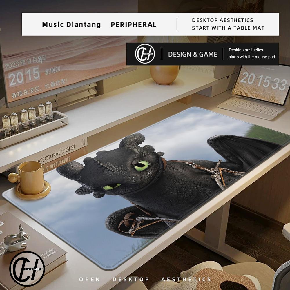 Cute Toothless Large Mouse Pad Computer HD Keyboard Mousepad Mats Natural Rubber AntiSlip Office Mousepads Desk Accessories