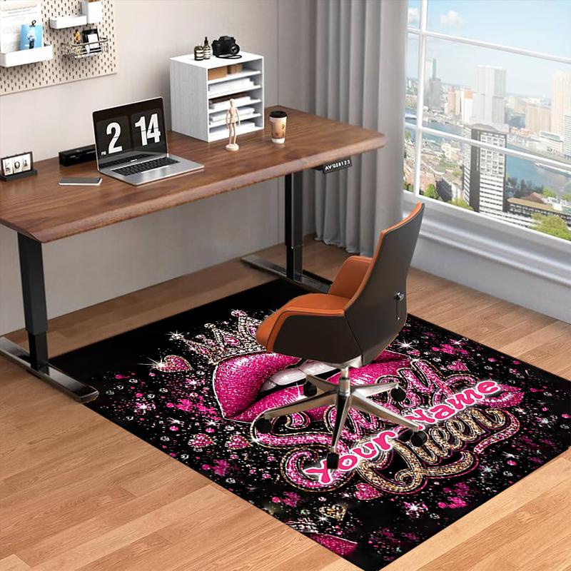 1PC Custom Name Sassy Queen Glitter Art Theme Floor Mat Ideal for Living Room, Game Rooms, Office, Bedroom,Floor Mat Playful Design