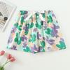 Women's Summer Cotton Silk Drapey Floral Shorts with Elastic Waist
